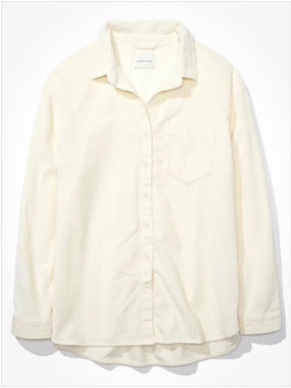 American Eagle AE Oversized Corduroy Shirt in Cream